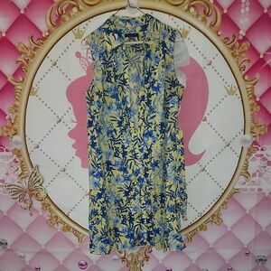 Tommy Hilfiger Blue and Yellow Sundress with Notched Collar